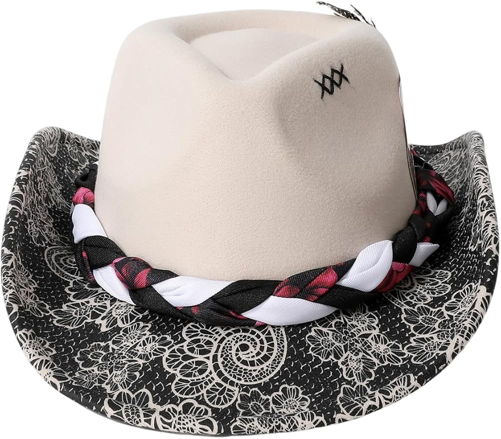WDIRARA Women's Cowboy Hat Cow Print Western Cowgirl Hats Travel Vacation