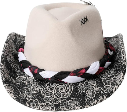 WDIRARA Women's Cowboy Hat Cow Print Western Cowgirl Hats Travel Vacation