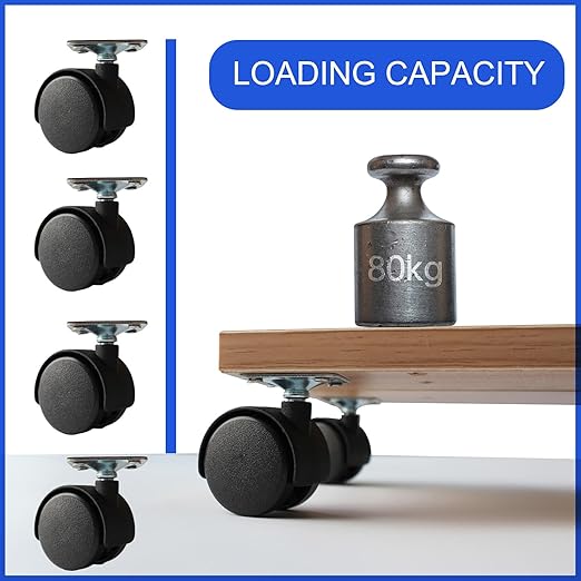 1.5 Inch Caster Wheels Replacement Universal Small Swivel Rollers for Furniture Filing Cabinet Desk Table Drawer Cart Box Shelf, 4 Pack 360 Degree Rolling Top Mounted Screw in Plate Castors