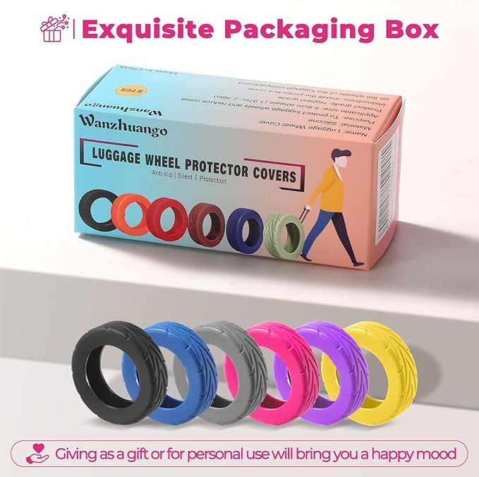 8 Pcs Upgrade Luggage Wheel Covers, Carry On Luggage Suitcases,Wear-Resistant, Anti-Noise, Silicone Wheel Protective Covers for 2-2.4" Spinner Wheel,Essential Travel Accessories (Hot pink)