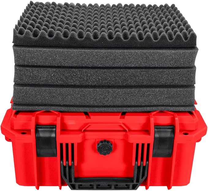 Eylar 18" Intact Series Hard Camera Case, Lightweight and Durable Stacker Design with Foam (Red)