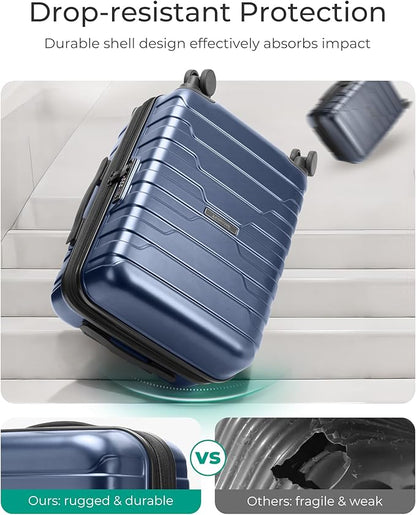 BAGSMART Carry On Luggage 22x14x9 Airline Approved with Spinner Wheels,Lightweight 20 Inch Luggage with TSA Lock,Expandable Hard Shell Carry On Suitcases for Men Women,Dark Blue