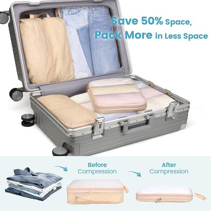 Cambond Compression Packing Cubes for Travel Women - Expandable Travel Bags Luggage Organizers Travel Essentials Compression Cubes for Travel Carry on Suitcases Organizer