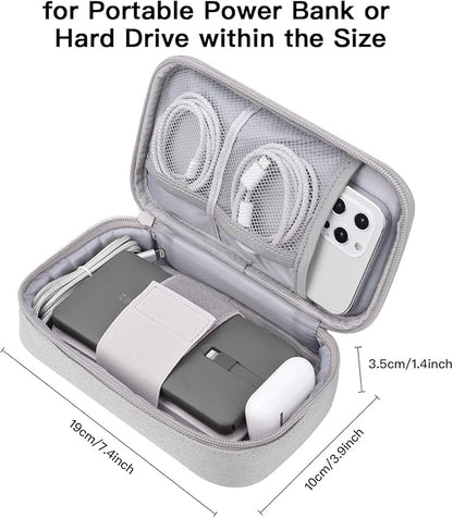 Electronic Organizer Travel Case, Cable Organizer Bag for Charger & Cord, Tech Accessories, External Hard Drive (Small, Light Grey)