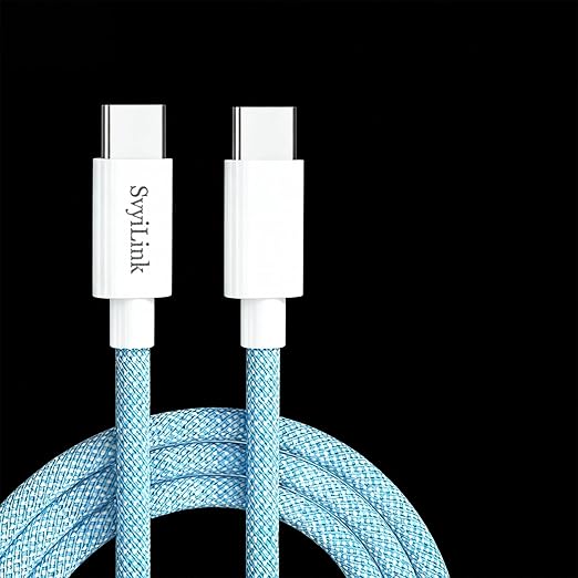 USB Cable PD Fast Charger (USB C to C Braid Blue),Phone Data Cable, Fast Charging Cable, 39-inch, Density-Mixed Braided Body, Compatible with Almost All Type-C Devices.