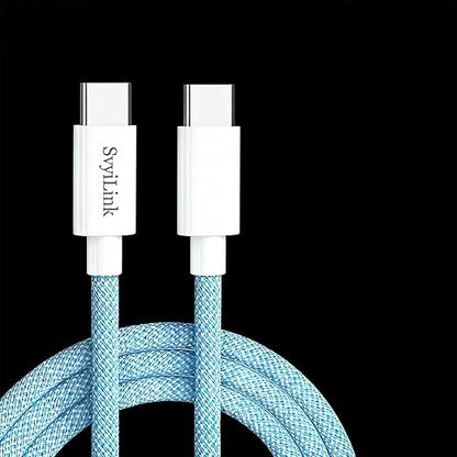 USB Cable PD Fast Charger (USB C to C Braid Blue),Phone Data Cable, Fast Charging Cable, 39-inch, Density-Mixed Braided Body, Compatible with Almost All Type-C Devices.