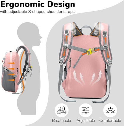 12L Small Hiking Backpack with Padded Strap for Women, Mini Lightweight Travel Backpack for Kids, Pink