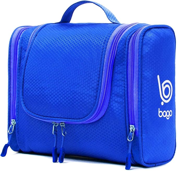 Bago Travel Toiletry Bag for Women and Men X-Large Waterproof Hanging Large Toiletry Bag for Bathroom and Travel Bag for Toiletries Organizer -Travel Makeup Bag (DeepBlue)