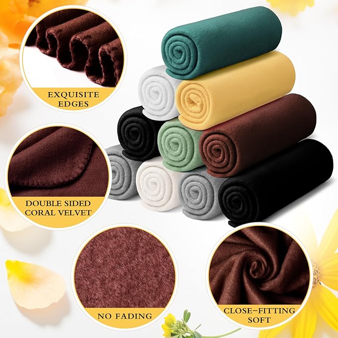 Kinlop Fleece Blanket Bulk 60 x 50 Inch Soft Lightweight Fleece Cozy Blanket Warm Throw Plush Pet Throw for Bed Couch Sofa Home Office Wedding Gifts Travel Camping(Delicate Color,40 Packs)