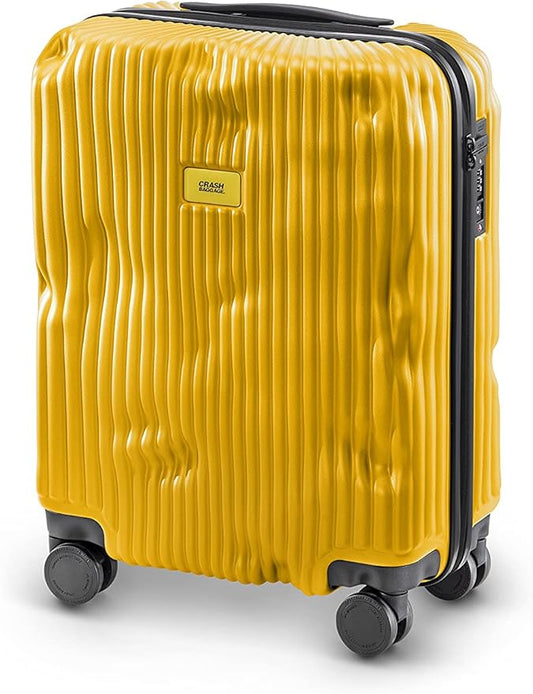 CRASH BAGGAGE Stripe Suitcase | Yellow | 36L | 100% Polycarbonate, TSA-Approved Lock, 360° Spinning Wheels