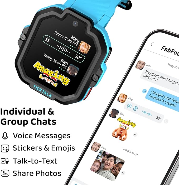 TickTalk5 Smart Watch for Kids with GPS Tracker, Video Calling, Texting, and Parental App, 4G Smartwatch with Free Music, Phone Calls, and Reminders for Kids Ages 3-12