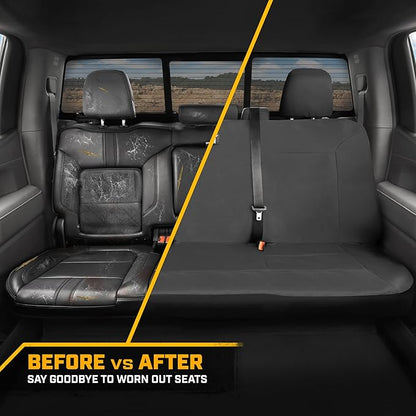 CAT Gray Rear Seat Cover for Cars, SUVs & Small Trucks – Heavy-Duty Oxford Canvas – 60/40 Split Bench Protector – Durable Back Seat Cover for Pets, Travel & Daily Use – Car & Truck Interior Accessory