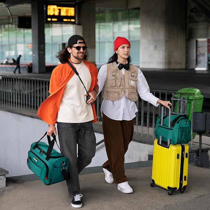 Underseat Carry On luggage Bag Airplanes Personal Item Bags, Gym Bag for Men Weekender Overnight Travel Tote Bag Shoulder Small Softside Carry on Luggage Travel Duffel Bags For Men,16 IN Peacock Green