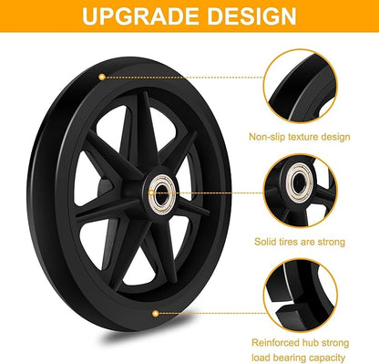 2Pcs 6 Inch Replacement Wheelchair Wheels for Walkers - Environmentally Friendly Rubber Material, Wear-Resistant PU Tires, Anti-Slip, and Durable ABS Wheel Hub (6IN Narrow 2Pcs)