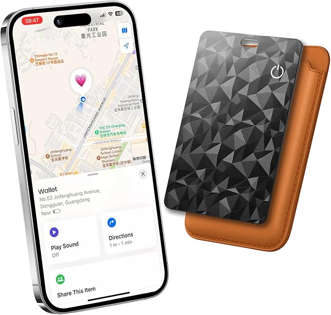 Wallet Tracker Card for Apple Find My(iOS Only) - PrielPaek Rechargeable Slim Card Finder, Long Battery Life, IP68 Waterproof and Dust Proof, Item Locator for Wallet, Luggage Tags, ID Card and More