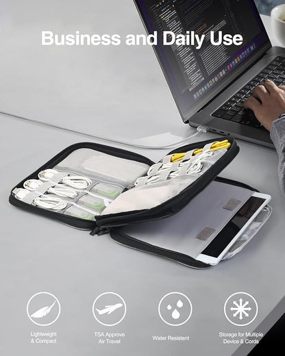 Luxtude Travel Cord Organizer Case, Electronic Organizer Travel Case Large, Portable Cable Organizers Bag, Flat Tech Bag for Cable Storage/Cord Storage/iPad Pro(up to 11")/Wall Charger/Electronics