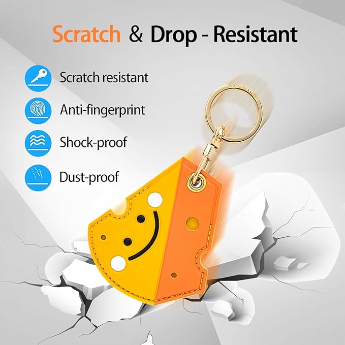 Leather Keychain Case Holder Compatible with Apple AirTag, GPS Airtag Keychain Finder Tracker with Key Ring, Anti-Scratch Protective Air Tag Cover