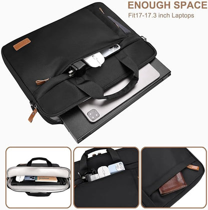 ESTARER Laptop Bag 17-17.3 Inch, Computer Bags for Men Water-resistant Nylon Laptop Case Slim Laptop Sleeve Fits Hp/Dell/Asus/Lenovo/Acer, Black