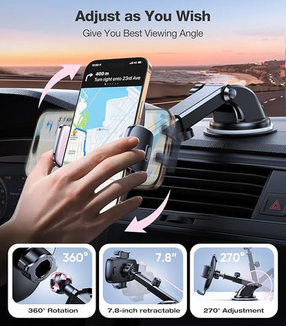 TORRAS Pink Phone Holders for Your Car【Ultra-Durable & Strongest Suction】, Universal Car Phone Holder Mount Truck Cradle Stand for Dashboard Windshield Vent, Pink Car Accessories