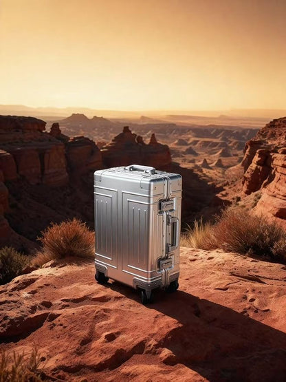 All Aluminum 20'' Luggage with Removable Spinner Wheels,Provide Spare Wheels.Carry on Luggage 22 x 14 x 9 Airline Approved Lightweight Metal Hard Shell Zipperless Suitcase