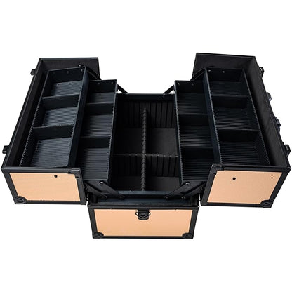 SHANY Essential Pro Makeup Train Case Cosmetic Box Portable Makeup Case Cosmetics Beauty Organizer Jewelry storage with Locks, Multi Compartments Makeup Box and Shoulder Strap - Black Rose