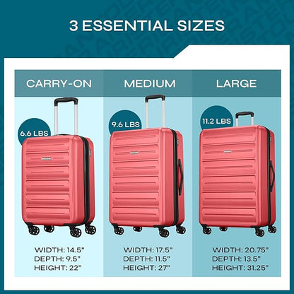 American Tourister Westridge Hardshell Luggage Set - 3 Piece Set - 20" Carry-On, 24” & 28” Checked Luggage Set with Spinner Wheels - Expandable Hard Suitcases for Travel - Hard ABS Shell - Coral