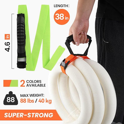 Heavy Duty Storage Straps with Handle(2 Pack) for Cables, Ropes and Hoses, Extension Cord Organizer with Handle and Easy Adjustable Steel Black Lock Slider Buckles for Pool Hoses, Garden Hoses.