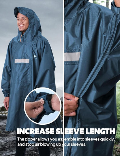 ANYOO Hooded Rain Poncho for Adults Waterproof Lightweight Rain Coat for Men Women Reusable Rain Jacket for Emergency Outdoor