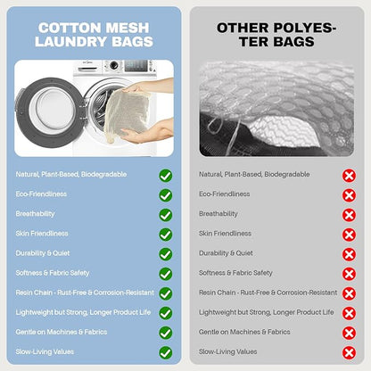 Mesh Laundry Bags Delicates: Laundry Bags Mesh Wash bags - Durable Cotton Garment Bag with Sturdy Zipper for Washing Machine Lingerie Clothes Pants Shoes & Socks Beige(6 PCS)