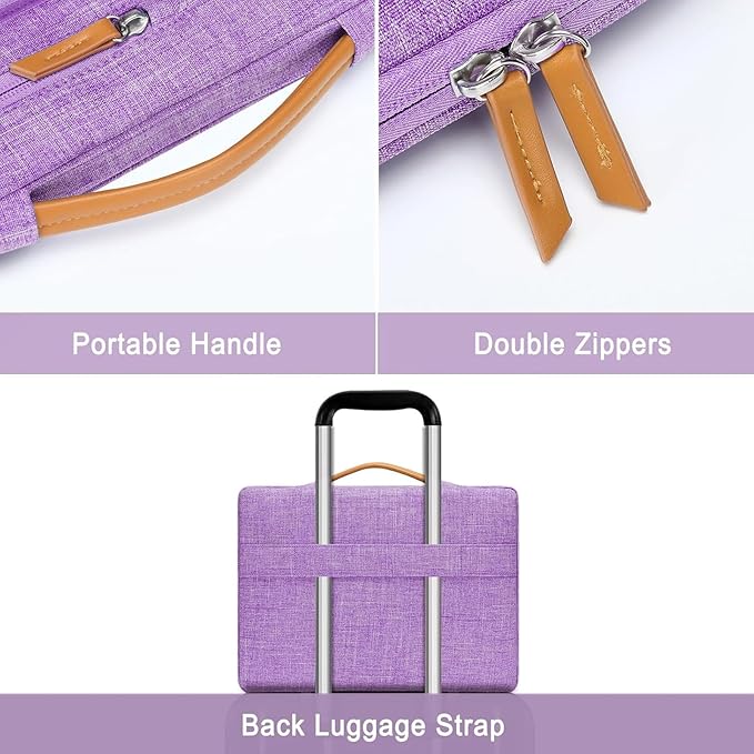 MOSISO 360 Protective Laptop Case 16 inch, 15-15.6 inch Laptop Sleeve Compatible with MacBook Pro 16, HP, Acer, Dell, Lenovo, ASUS, Side Open Carrying Case with 4 Zipper Pockets&Handle, Lilac