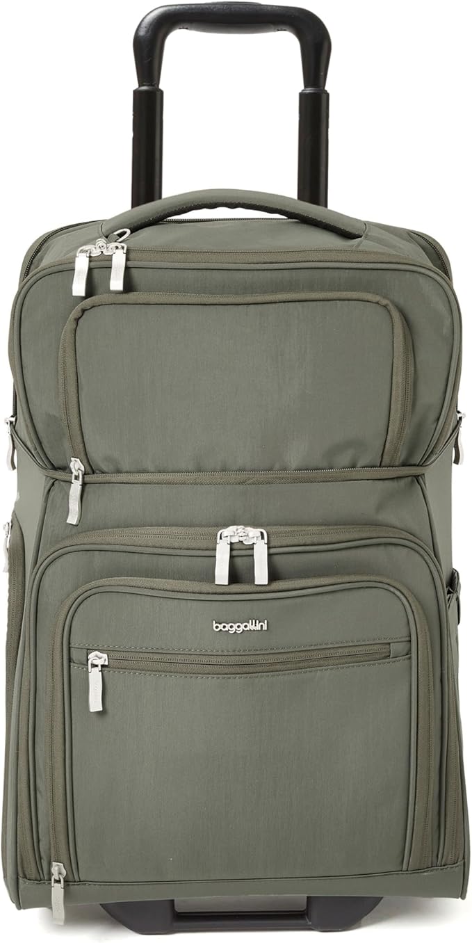 Baggallini Expandable Underseat Carry-On - Lightweight Travel Luggage Carry On Weekender with Wheels