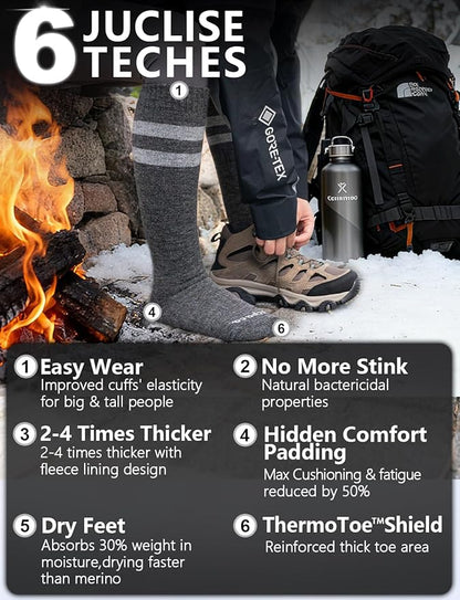 Alpaca Wool Heavyweight 15-25 mmHg Knee High Compression Support Socks Thick Winter Thermal Warm Soft Travel Flying