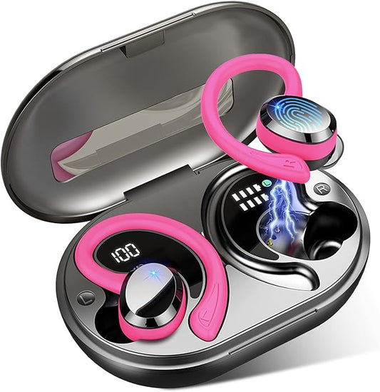 Wireless Earbud, Bluetooth 5.4 Headphones IP7 Waterproof for Sport, 48H Running Wireless Earphones with ENC Noise Cancelling Mic, Deep Bass Over Ear bud with Earhooks for Android, iOS, Workout, Gym