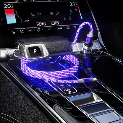IHAO USB A to C Charger Cable PD Fast Charge and High Speed Sync Visible Starry LED Current Flowing Compatible with All USBC Device-Starry Purple A to C 39Inches