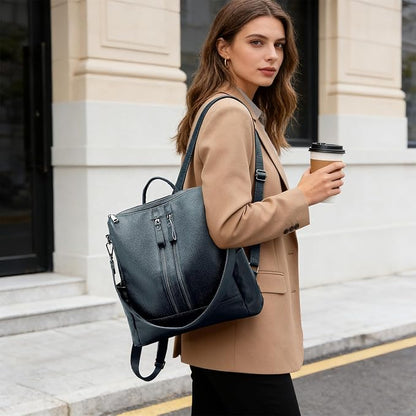 Genuine Leather Backpack Purse for Women: Fashion Ladies Convertible Backpack Designer Shoulder Handbag for Travel