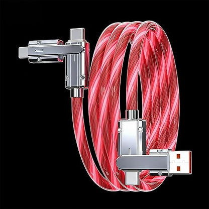 USB Cable PD Fast Charger Lighted Up (USB 4IN1 Red),Supports Data Transfer, can be Used as a Night Light, Cable Length Approx. 39 inches, Compatible with Most Devices.