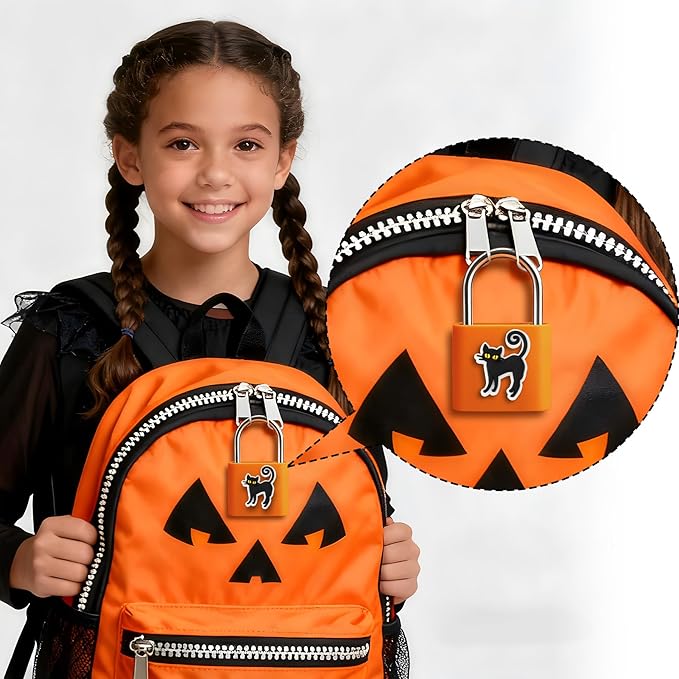 UMIKSMART Padlock, Keyless Fingerprint Padlock with USB Charging, Gym Lockers, School Lockers, Luggage, Storage Boxes, Cabinets, Backpack, Halloween Gifts (Pumpkin Glow Orange)