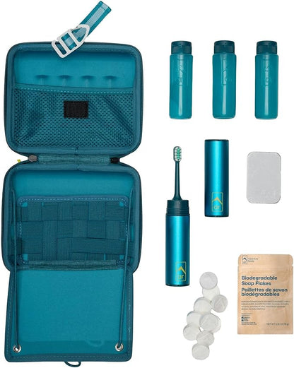 Adventure Ready Adventure Hanging Toiletry Kit - Camping Toiletry Bag with Soap Flakes, Compressed Towelettes, Toothbrush, Mirror & More