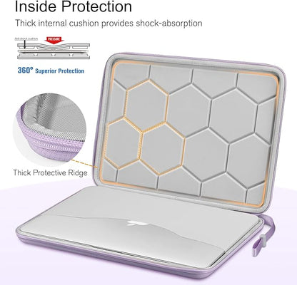 FINPAC Hard Laptop Sleeve Case for 13 inch MacBook Air M4 2025 A3240 M3 2024 A3113, 14 inch MacBook Pro M5/M4/M3/M2 A3434 A3401, 13" Air/Pro, Waterproof Case for Dell, Surface Laptop, HP, Acer, Lilac