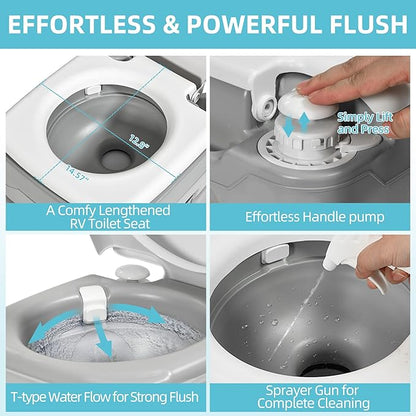 YITAMOTOR 5.8 Gal Portable Toilet for Adults, Camping Porta Potty with Hand Sprayer, Level Indicator, Carry Bag, Rotating Spout Leak-Proof for RV, Boat, Trip, Hospital, Home Indoor Outdoor