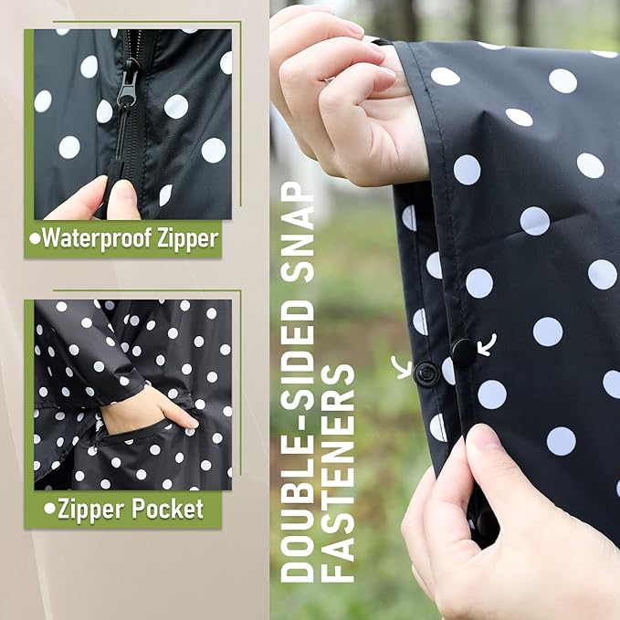 SaphiRose Unisex Rain Poncho Waterproof Raincoat Hooded for Adults Women with Pockets