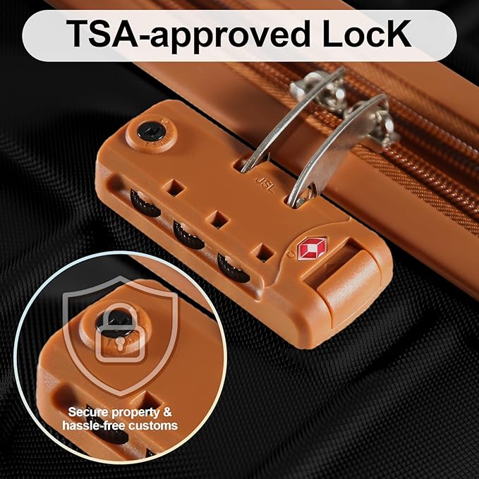 4 Piece Luggage Set Expandable ABS Travel Suitcase Set TSA Lock Hardshell Durable Lightweight Traveling Luggage Sets Gift for Back to School (Black, 28in26in20in13in)