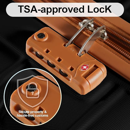 4 Piece Luggage Set Expandable ABS Travel Suitcase Set TSA Lock Hardshell Durable Lightweight Traveling Luggage Sets Gift for Back to School (Black, 28in26in20in13in)
