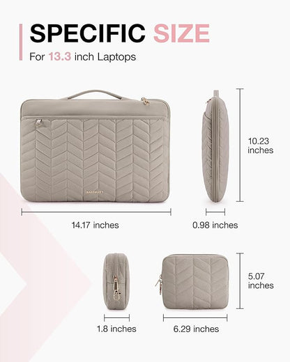 BAGSMART 13-14 inch Laptop Sleeve with Handle, Puffy Padded Laptop Case with Accessories Bag, MacBook Case Compatible with MacBook Air Pro 13.3 inch 14 inch, Computer Sleeve Fitted with Dell,HP
