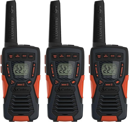Cobra CXT10953PH-M Emergency Two-Way Radios, Waterproof Walkie Talkies, Up to 40 Mile Range, 22 Channels and NOAA Weather Channels, UHF/FM Ultra-Clear Reception, 3-Pack