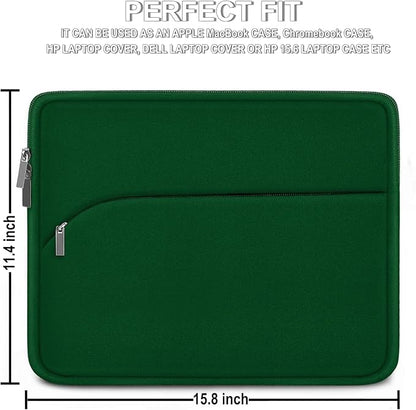 Laptop Sleeve 15.6 inch, Durable Portable Monitor Protective Cover with Front Pocket, Traveling Laptop Case Compatible for HP, Dell, Asus, Lenovo, Dark Green