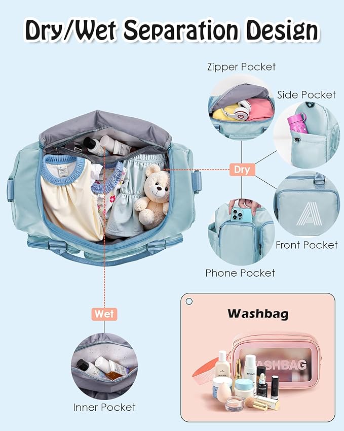 Kids Travel Duffle Bag, Sports Bag, Personalized Weekender Bag with Shoes Compartment, Graduation gifts, Girls Gifts for Kids Friends