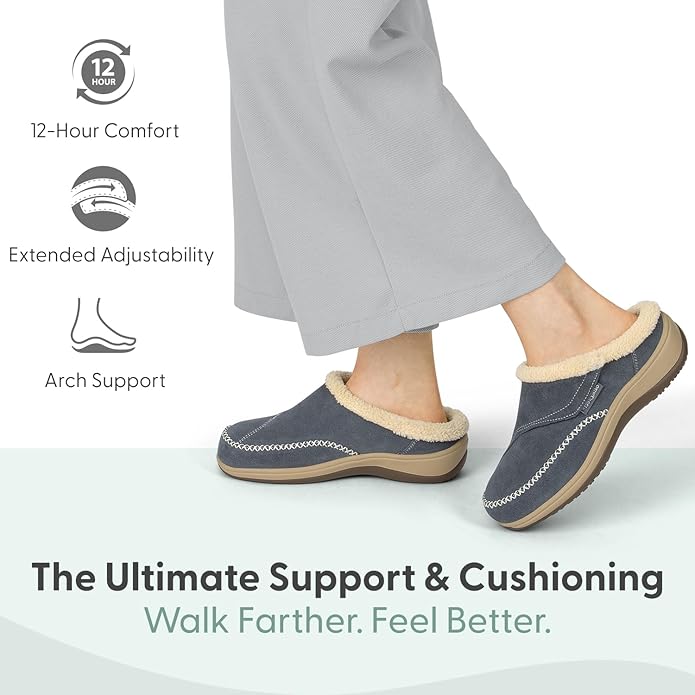 Orthofeet Women's Orthopedic Faux Fur Lined Charlotte Slippers