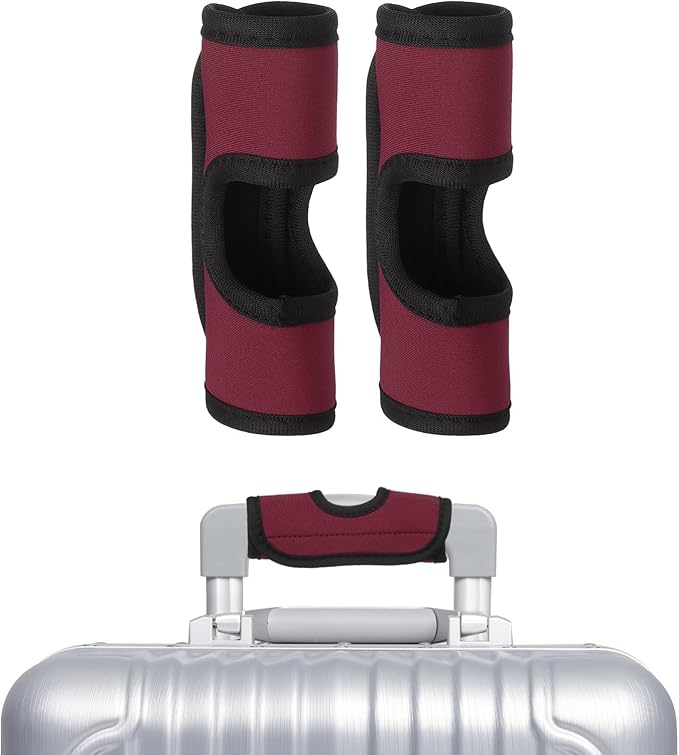 uxcell Luggage Handle Wrap, 2 Pcs Hollow Neoprene Handbag Grip Cover Protector Luggage Identifiers Suitcase Handle Wraps for Luggage Suitcase Travel Bags, Wine Red