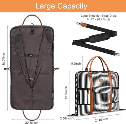 S-ZONE Carry on Garment Bag for Business Travel Canvas Leather Men Suit Cover